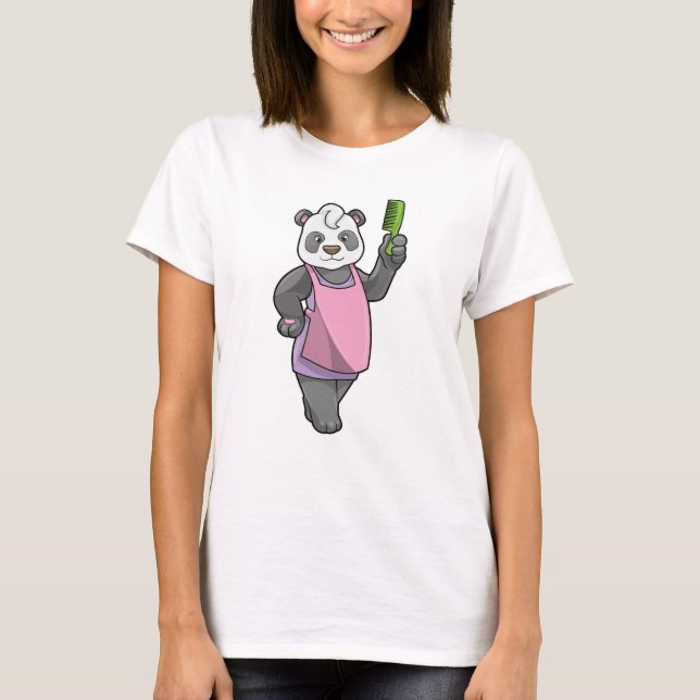 Camiseta Panda como peluquero con comb (Anverso)