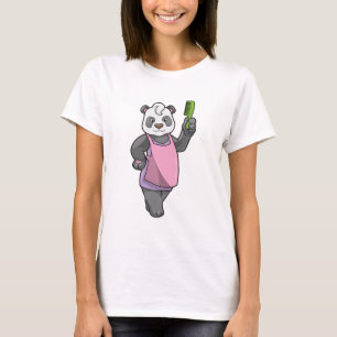 Camiseta Panda como peluquero con comb