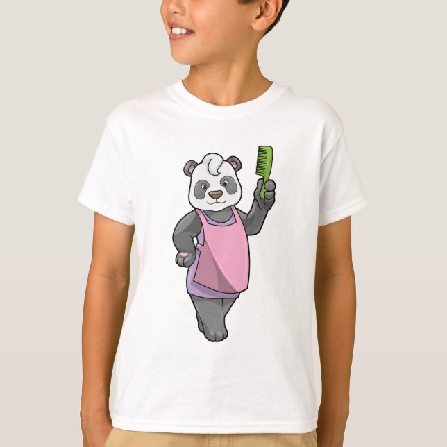 Camiseta Panda como peluquero con comb (Anverso)