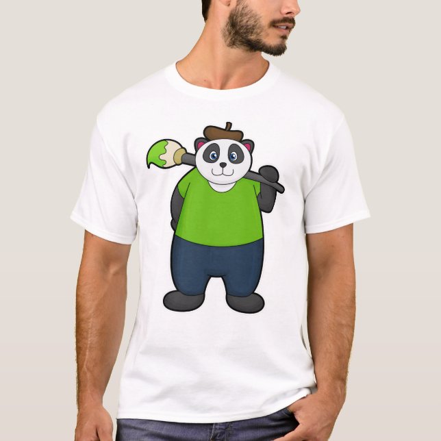 Camiseta Panda como pintador con pincel (Anverso)