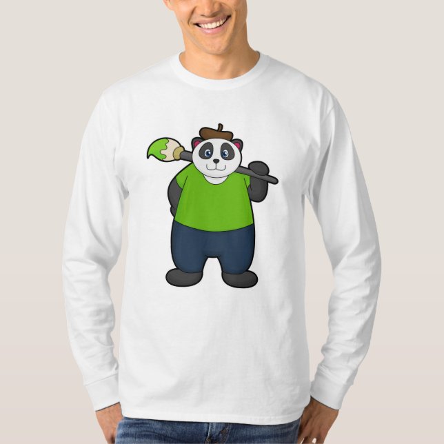 Camiseta Panda como pintador con pincel (Anverso)