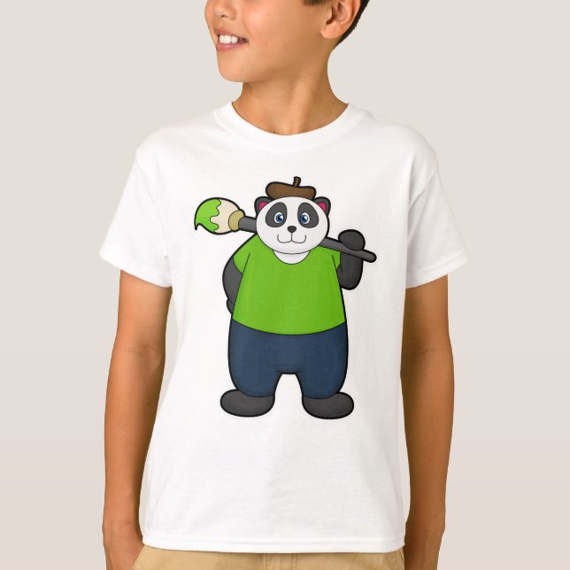 Camiseta Panda como pintador con pincel (Anverso)