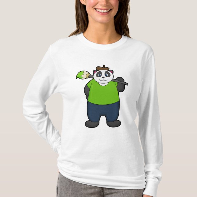Camiseta Panda como pintador con pincel (Anverso)