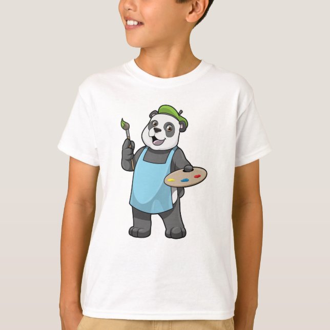 Camiseta Panda como pintador con pincel y color (Anverso)