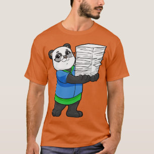 Camiseta Panda como secretario con gafas y pilas de papel