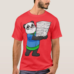 Camiseta Panda como secretario con gafas y pilas de papel