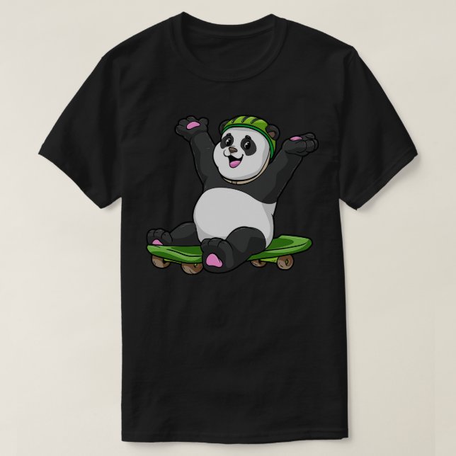 Camiseta Panda como Skater con Skateboard y Helmet (Diseño del anverso)