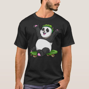 Camiseta Panda como Skater con Skateboard y Helmet