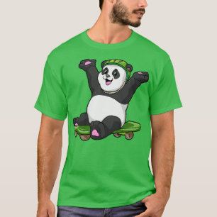 Camiseta Panda como Skater con Skateboard y Helmet
