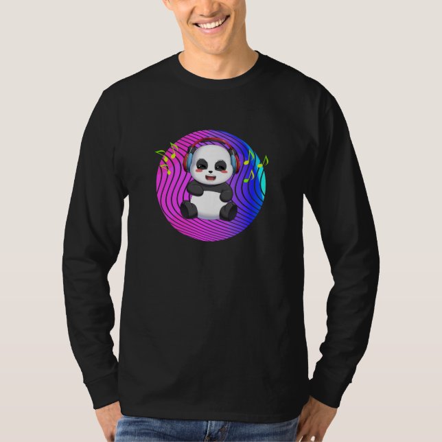 Camiseta Panda con auriculares de música DJ (Anverso)