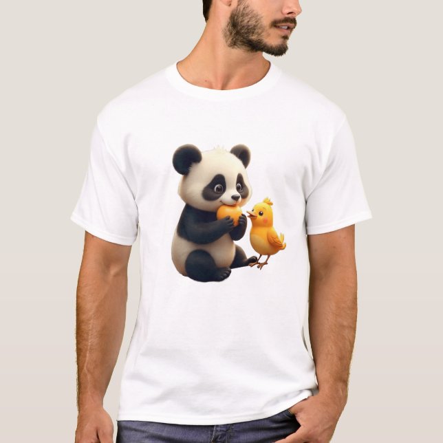 Camiseta panda con ave pequeña (Anverso)