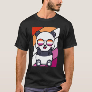 Camiseta Panda Con Bandera Lesbiana Orgullosa Lgbtq Orgullo
