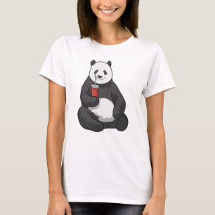 Camiseta Panda con bebida