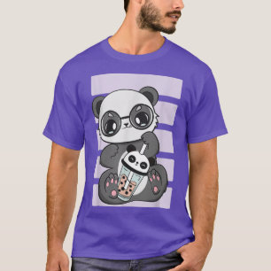 Camiseta Panda Con Copa Boba De Gafas Y Anime Kawaii De Paj