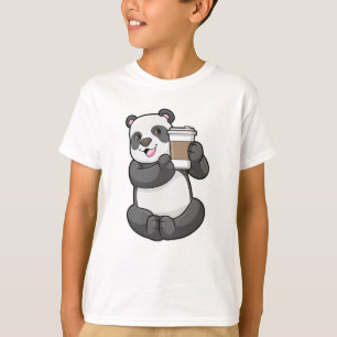 Camiseta Panda con el café a ir