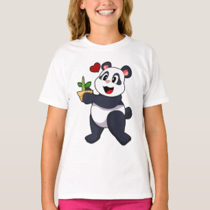 Camiseta Panda con flores de bambú