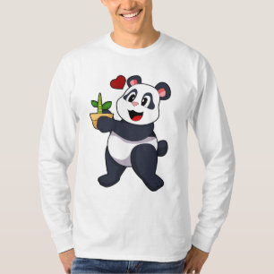 Camiseta Panda con flores de bambú