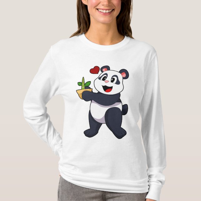 Camiseta Panda con flores de bambú (Anverso)