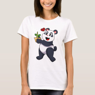 Camiseta Panda con flores de bambú