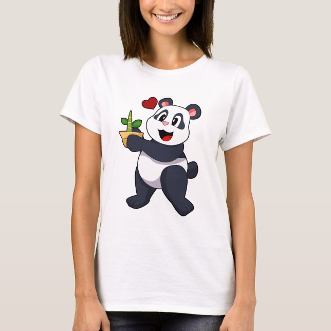 Camiseta Panda con flores de bambú (Anverso)