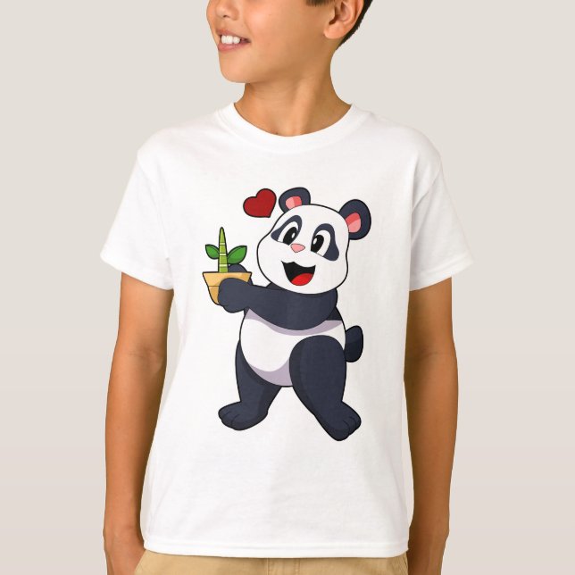 Camiseta Panda con flores de bambú (Anverso)