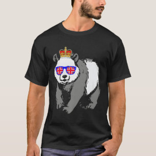Camiseta Panda Con Gafas De Sol Y Bandera Británica De La C