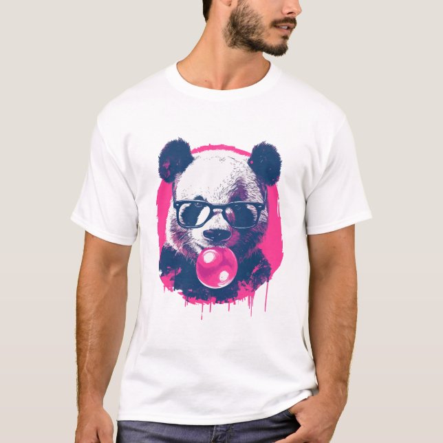 Camiseta Panda con gafas y chicle (Anverso)