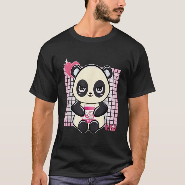 Camiseta Panda Con Leche De Fresa (Anverso)