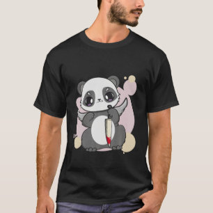 Camiseta Panda con ojos morados Cuchillo de juguete Kawaii