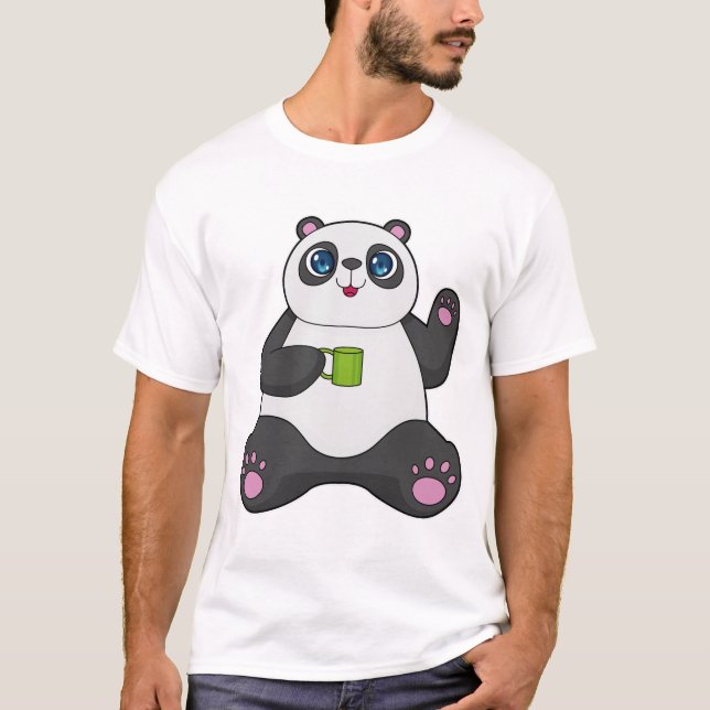Camiseta Panda con tazón de café (Anverso)