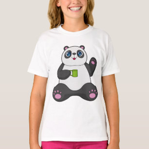Camiseta Panda con tazón de café