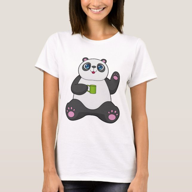 Camiseta Panda con tazón de café (Anverso)