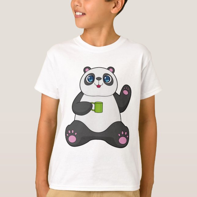 Camiseta Panda con tazón de café (Anverso)