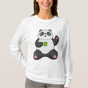 Camiseta Panda con tazón de café