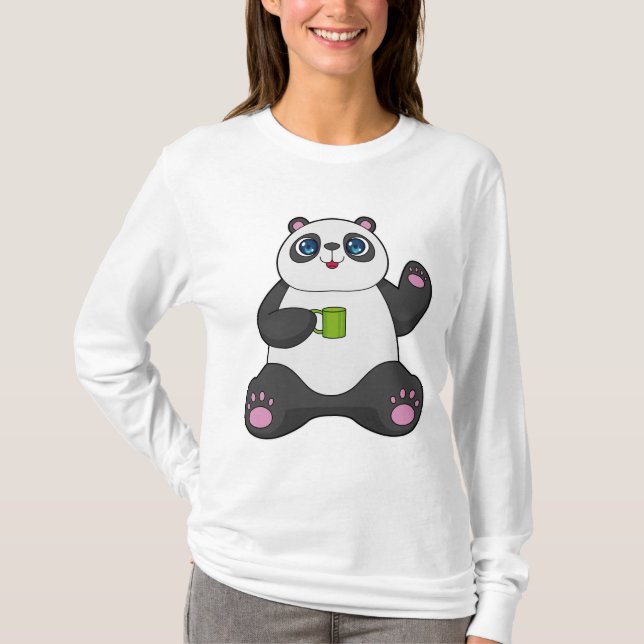 Camiseta Panda con tazón de café (Anverso)