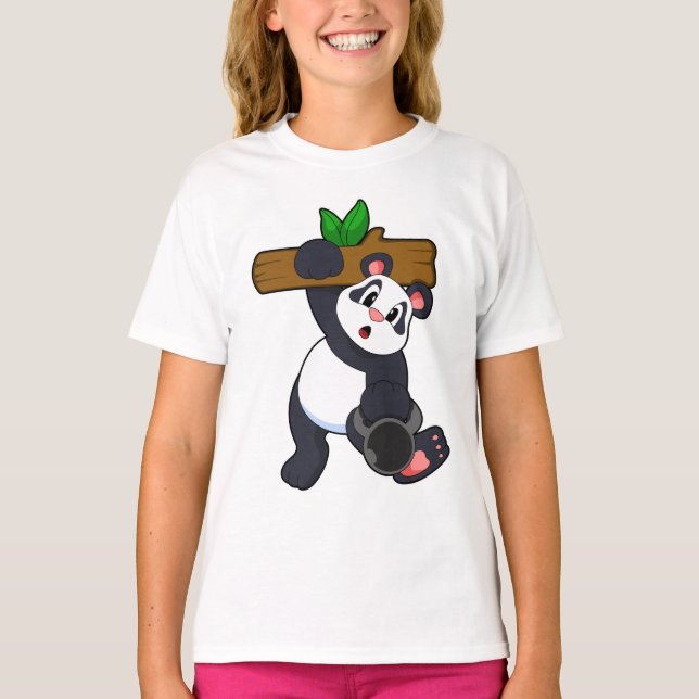 Camiseta Panda con Wood en entrenamiento de fuerza (Anverso)