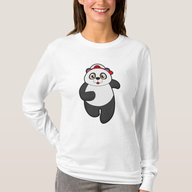Camiseta Panda corriendo con gorra (Anverso)