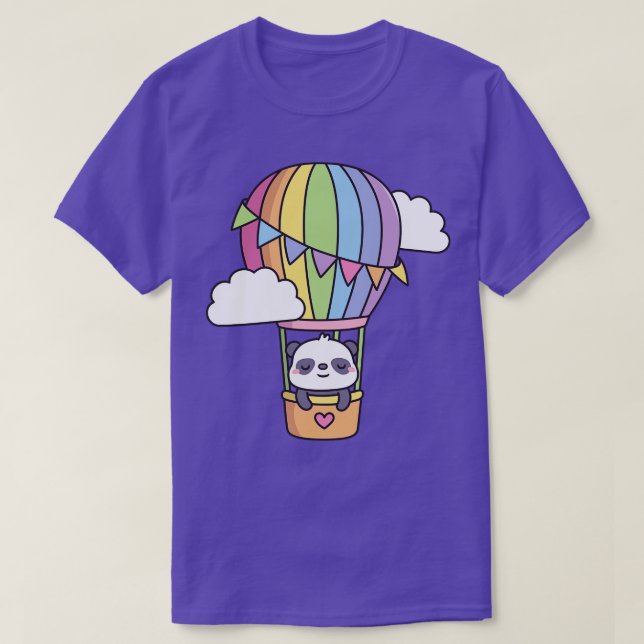 Camiseta Panda Cuaderno En Doodle De Globo De Aire Caliente (Diseño del anverso)