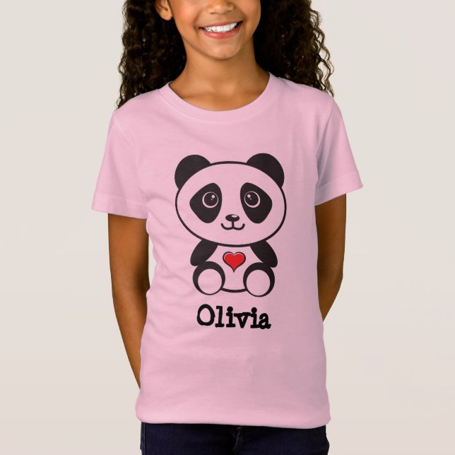 Camiseta Panda Cute personalizado con corazón (Anverso)