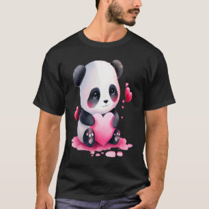 Camiseta Panda Cute Y El día de San Valentín Del Corazón Ro
