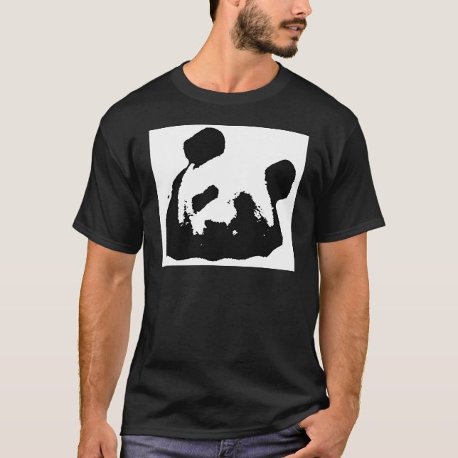 Camiseta Panda de arte pop blanco negro (Anverso)
