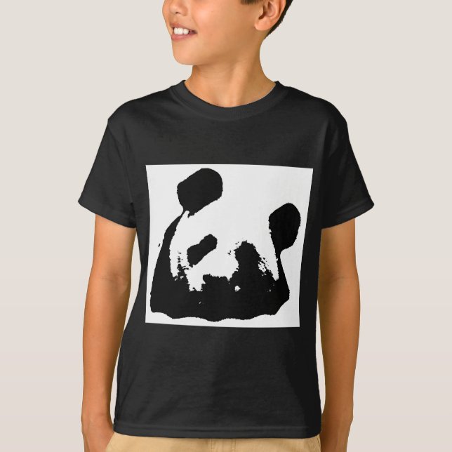 Camiseta Panda de arte pop blanco negro (Anverso)