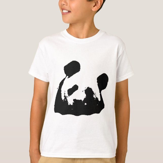 Camiseta Panda de arte pop blanco negro (Anverso)