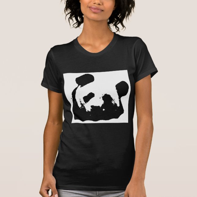 Camiseta Panda de arte pop blanco negro (Anverso)