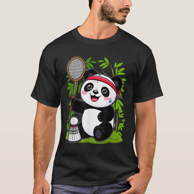 Camiseta Panda de Badminton agotado - Funny Cuttle Shuttle  (Anverso)