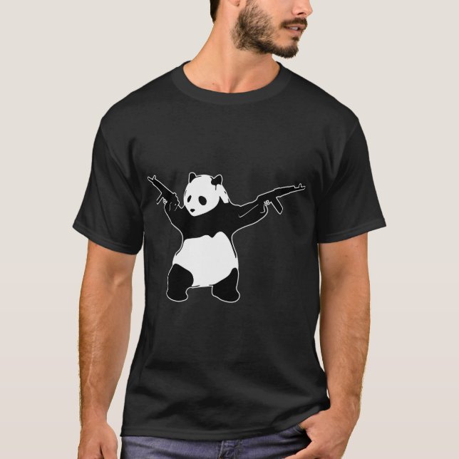 Camiseta Panda De Banksy Sostiene Rifles De Ataques (Anverso)