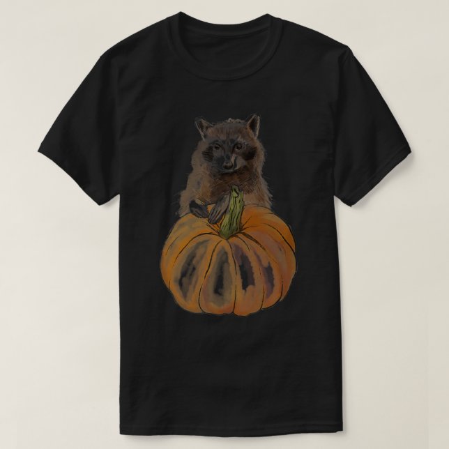 Camiseta Panda de basura de mapache de otoño con calabaza d (Diseño del anverso)