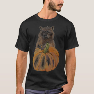 Camiseta Panda de basura de mapache de otoño con calabaza d