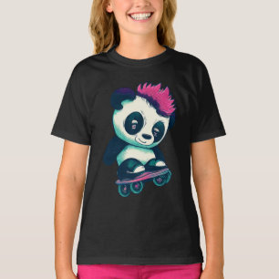 Camiseta Panda de bebé lindo con mohawk   Skater Panda