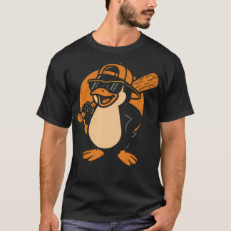 Camiseta Panda de béisbol pingüino jugando béisbol